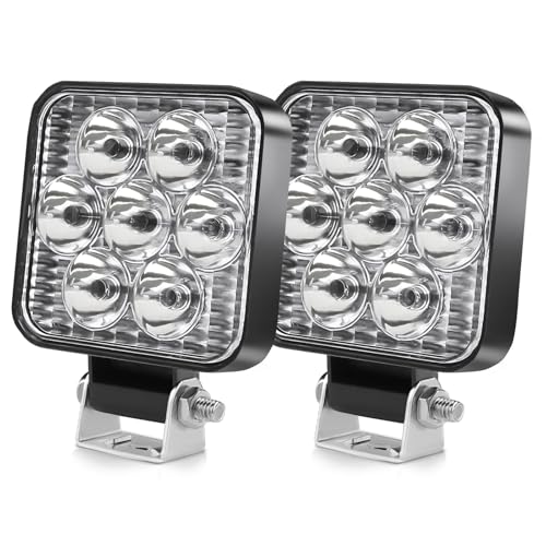 CO LIGHT 2PC LED Arbeitsscheinwerfer 12V/24V, IP68 LED Offroad Zusatzscheinwerfer 180° Verstellbarer Bügel für Traktor Offroad Baufahrzeuge UTV ATV LKW Landwirtschaft (Quadratische)