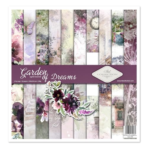 ITD Collection - Scrapbooking package 12 x 12 inches, scrapbooking paper, decorative paper, decoupage, card making, paper size - 310 x 320 mm (Garden of Dreams, SLS-009)
