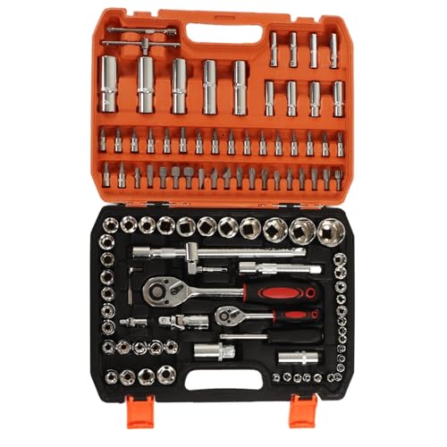 YWBL-WH 108 Teile Mechanische Reparaturset, Impact Socket -Sortiment -Kit mit Ratschenschlüssel für die Instandhaltung des Haushalts, die Reparatur von Autos und Mechanische Reparaturen