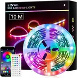 SINWE Led Strip,10M RGB Led Streifen,Smart Lights,Led Leiste mit Fernbedienung und APP, Musik Sync,Timer-Einstellung für Gaming Zimmer, Room, Küche, Zuhause Partei