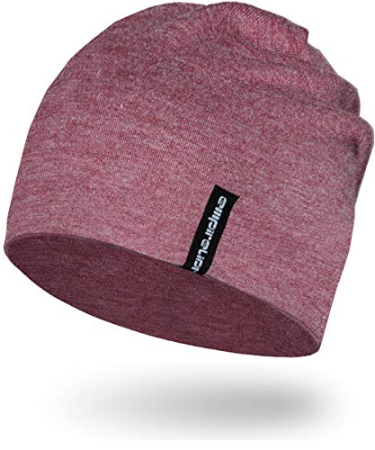 EMPIRELION 9" Multifunktionale Leichte Mütze Running Beanie-Mützen Skull Cap Radsport-Kappen Helmfutter Helm Unterziehmütze Schlaf Kappen für Damen Herren (Rubin Wein Melange)