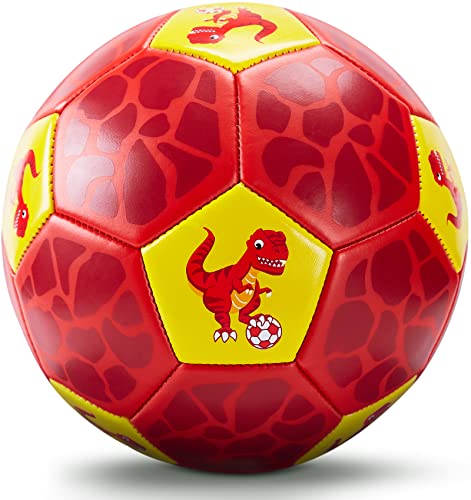 hahaland Fußball Spielzeug Mit Ballpumpe und Netz, Fussball Kinder Ball für das Training Drinnen Draußen, Größe 3 Dinosaurier Geschenke für 2 3 4 5 6 7 8 Jahre alt Kinder Junge Mädchen