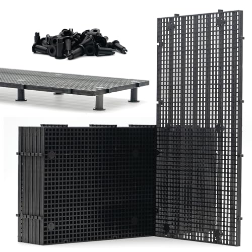 LINLAN 8Pcs Hochdichte Aquarium-Gitterplatte mit 48 Halterungen, Aquarien-Trennwand & Gitterplatte für DIY-Filterung, Bodenschutz im Aquascaping
