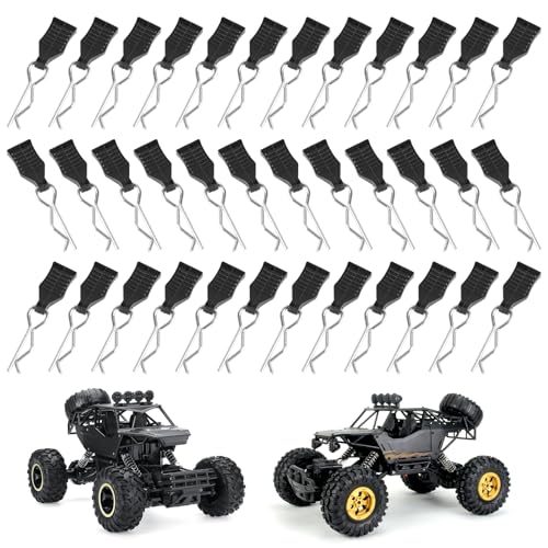 36 Stück RC Karosserie Clips mit Aufreißlaschen, RC Körper Shell Pin Auto Zubehör, R Typ Karosserieklammern, RC Ersatzteile RC Splint für 1/10, 1/12 und 1/16 Fernbedienung Auto Shell Modell