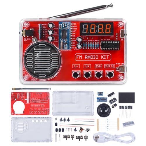 PEMENOL Löten Praxis Kit, DIY Radio Bausatz mit Kopfhörer und USB Digital Display DIY Elektronische Kits für Studenten Bildung und Heimwerker Üben Löten Projekt Kit