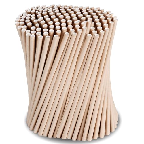 Papierstrohhalme, Strohhalme Papier (Durchmesser 6 mm 19,7 cm), Einwegstrohhalme, Geeignet für Cocktails, Kaffee und Feiern, Longdrink Partys (100, Kraftpapier Farbe)