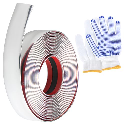 Zierleisten Selbstklebend Wand Chrom Zierleiste Auto Chromleiste Selbstklebend Universal Silber Wandleisten Mit Schutzfolie Wasserdichte für Wand Tür Zierleisten Selbstklebend Wand(5m*30mm)