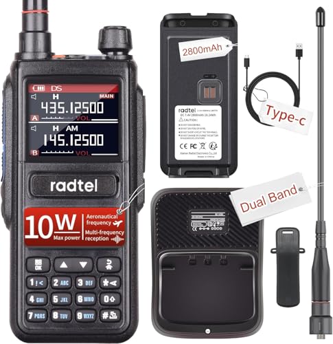 Radtel RT-470 10 Watt Tri-Band Radio 256CH Air Band Walkie Talkie mit Air Band Empfang NOAA FM Radio Receive