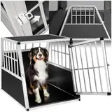 tectake® Hundebox Auto oder Hundebox für Zuhause. Aluminium Hundetransportbox mit schräger Rückwand, leicht und stabil, Auto Kofferraum Transportbox für Hunde 66x90x69,5cm