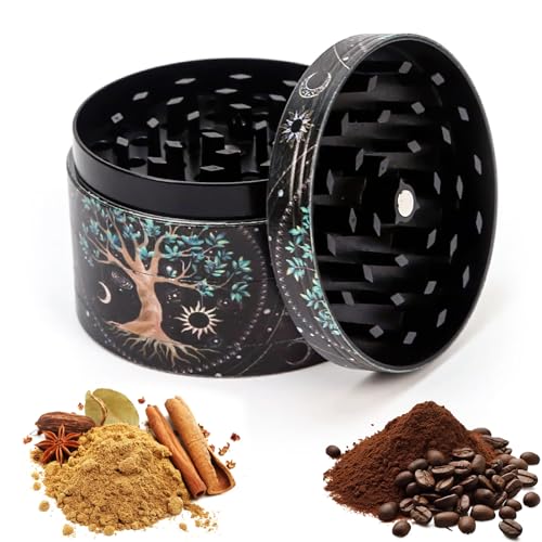 Chingcoo Edelstahl-Grinder 63mm aus Zinklegierung – 4-Schichten Kräutermühle mit Sieb, Rostfrei & Tragbar für Gewürze, Tees, Küchenkräuter