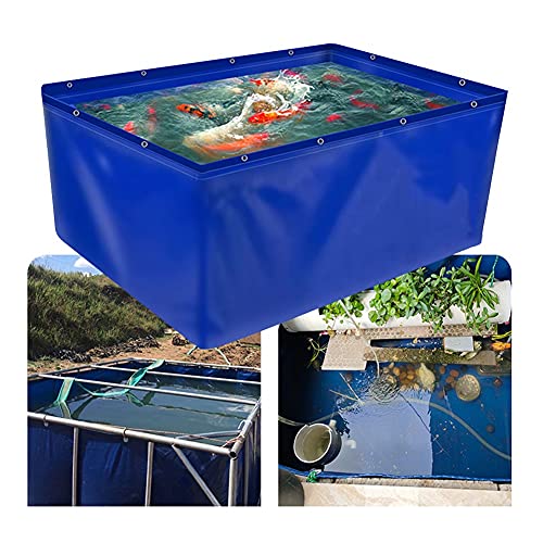 Tragbarer PVC-Segeltuch-Fischteich für Koi und Goldfische, faltbarer Aquarienteich für Gartenteich oder Aquarium, Blau, 2 x 2 x 1 m