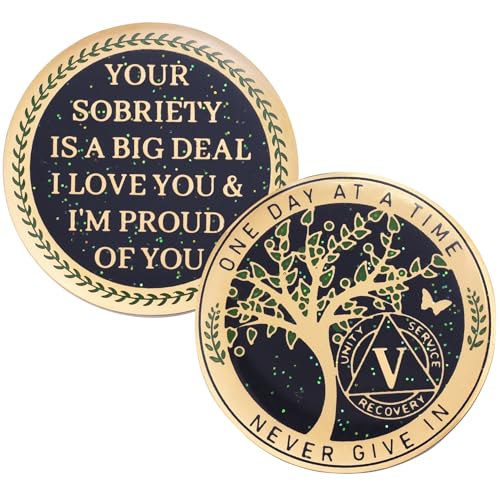LParkin 5 Jahre Nüchternheit Münze Baum des Lebens Nüchternheit Münze AA Medaillon Nüchternheit Geschenke für Frauen und Männer Nüchternheit Jahrestag Token Alcoholics Anonymous Medaillon