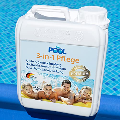 zooprinz 3-in-1 Poolreinigung Wasserpflege - Ideale 2 L - gegen Algen und Ablagerungen im Pool – Perfekte Desinfektion und Säuberung von Planschbecken Schwimmbad– für klares Wasser