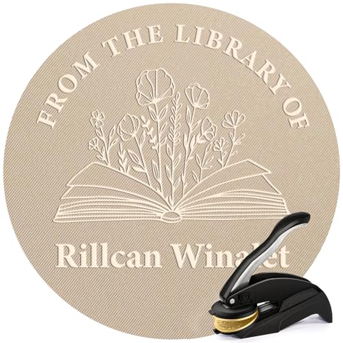 HATALKIN Prägestempel Personalisiert, Gestalten Sie Ihren Buchpräger, Papierprägestempel mit robustem Stahlgehäuse, Buchstempel für Bibliothek, Hochzeitseinladung, Notarsiegel