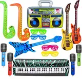 16 Stück Aufblasbare Rock Star Toy Set- Aufblasbare Party Props Saxophon Beth Mikrofon,Aufblasbare Gitarre Buntes Aufblasbare Instrumente Party Deko (Set-1)