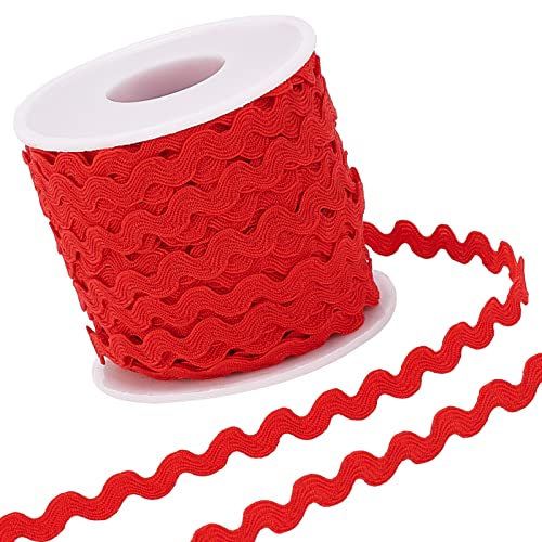 GORGECRAFT 1 Rolle 27yd/25m RIC Rac Trim Ribbon Wave Nähen Biegen Fransen Trim 5mm/0.2 Zoll Zum Nähen Blumenherstellung Hochzeit Party Lace Ribbon Craft(Rot)