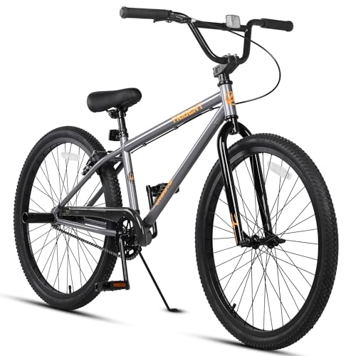 AVASTA 24 Zoll BMX Fahrräder Freestyle für Anfänger und Fortgeschrittene mit 2 Pegs Trick Cycling und Professional Riding, grau