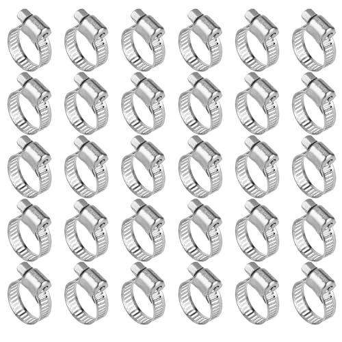 30 Stück Schlauchschellen Set 6-12 mm, Einstellbare Edelstahl 304 Schlauch Clips, Klein Schlauchbinder Sortiment, Hose Clamp