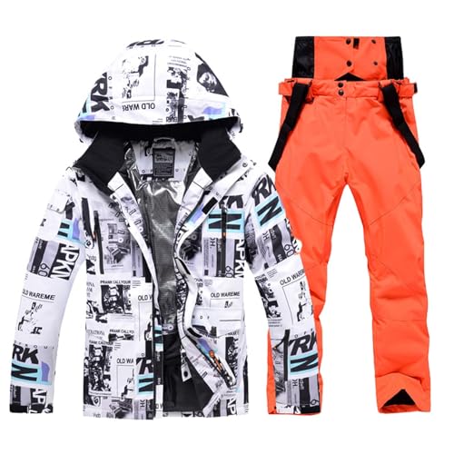 Snowboard Jacke, Schneeanzug Herren 2 Teilig Set Winter Skianzug Snowboard Sets Warme Winddicht Ski Jacke Und Hosen Snowboardjacke Skibekleidung Winteranzug Snowboard Set Schneemantel Ski Anzug