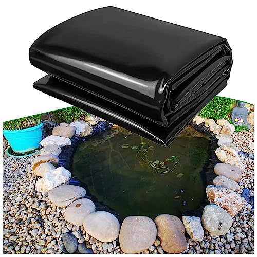 Faltbare schwarze Teichfolie, 3 x 12 m, 0,12 mm dick, einfach zu installieren, Anti-Durchsickerungs-Membran für Koi- und Fischteiche, langlebige und wasserdichte Teichfolie, ideal für Gartenteichbau