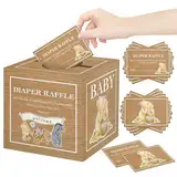 Guawubiang Windelbox mit 50 Stück Windel-Verlosungskarten, Winnie Puuh Design, 19 cm, für Babypartys und Geburtstage