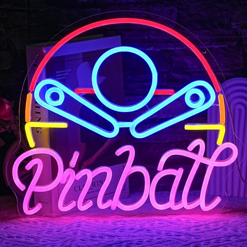 LMSIGNLY Pinball Neon Zeichen für Geschäftsspiel Neonlicht bunte LED Neon Zeichen USB angetrieben LED Neonlicht für Schlafzimmer Spielzimmer Einkaufszentrum Spiel Stadt Mann Höhle Dekoration