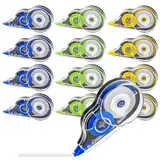 12er Pack Korrekturroller, 12m x 5mm Korrekturmaus Set, Mini Maus Roller Korrigieren mit Schutzkappe, Korrekturroller Maus für Schüler Büroangestellte, Correction Tape Schulsachen, Korrekturband