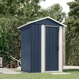 Myheimly Geräteschuppen, Gerätehaus mit Schiebetür, Garten Schuppen für Werkzeuge Poolzubehör Gartengeräte, Gartenhaus,126x97,5x177cm Verzinkter Stahl Anthrazit,Stil A