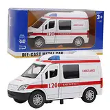 Krankenwagen, 1:32 Mini Legierung Auto Spielzeug Simulation Modellfahrzeug mit Ton und Licht pädagogisches für Kinder über 3 Jahre alt(rot)