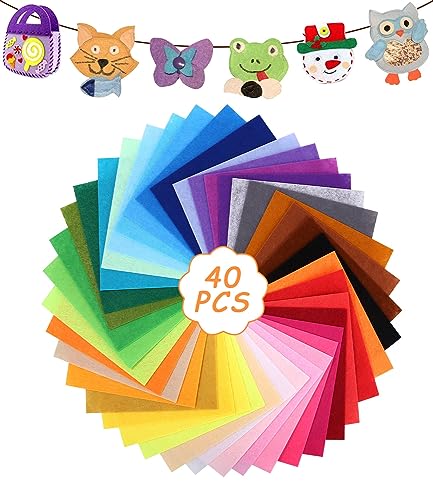 jutyum 40 Farben Filzstoff Basteln, Farbig Filz Blätter, 20 x 30 cm Bastelfilz Filz, Polyester Felt Fabric Basteln, Kinder Vliesstoff Stoff Filzplatten, zum DIY Handwerk Nähen Manual Decoration
