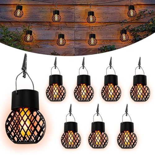 Solarlampen für Außen Hängend mit Clips,8 Stück Solarleuchten für Außen Hängend,Solar Hängeleuchten Outdoor,Solarleuchten für Garten,Solarlampen für Außen Deko,Balkon,Party Dekoration