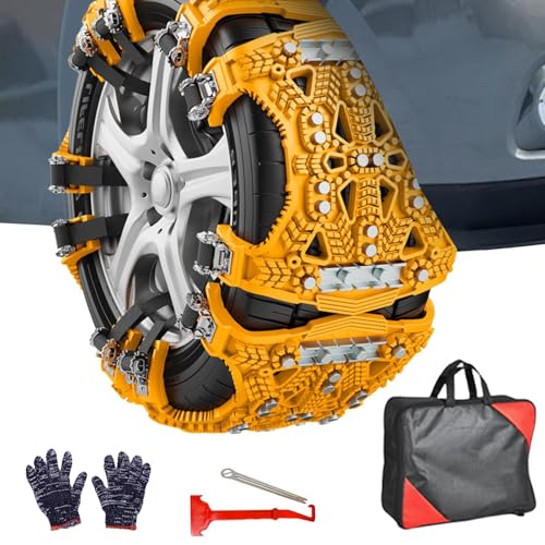 Arrovarp Auto-Reifenketten, Schneeketten, 6 Stück, Anti- -Crushing-Schneeketten für Auto, Sandstraße, Schmutzbahn, Frost, Schnee, Straße