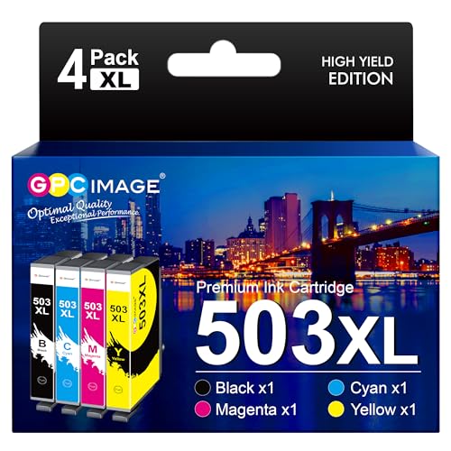 GPC IMAGE 503XL Multipack Kompatible für Epson 503 503XL 503 XL für Epson Workforce WF-2960DWF Patronen WF-2965DWF WF 2960 XP 5200 XP-5205 (4er-Pack, Schwarz Cyan Gelb Magenta)