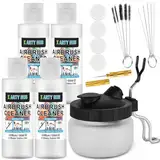 X ARTY HUB Airbrush Reinigungsset, 4 * 120 mL Airbrush Reiniger und Airbrush Reinigungstopf, Leistungsstarke Reinigung von Wasser- und Acrylpigmenten, für Airbrushes & Andere Künstlerische Werkzeuge