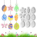 9 Stück Silikonformen Gießformen Ostern，Silikonform Ostern Hase Silikon Gießform Ostern Silikonform Osterei Gipsformen zum Gießen Osternhase Epoxidharz Formen Giessformen Silikon Ostern für Handwerk