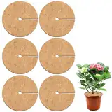 6 Stück Kokos Mulchscheibe, 35 x 35cm Kokosmatten Kokosscheibe Kübelabdeckung Winterschutz für Topfpflanzen Kokosmatte Kokos Pflanzenschutz Kokosfasermatte für Kübelpflanzen im Garten Gegen die Kälte