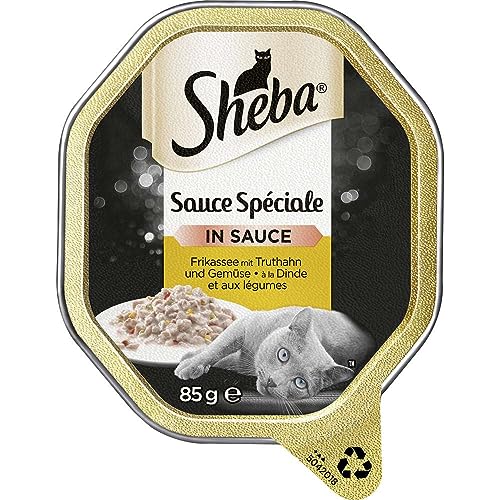Sheba Sauce Spéciale hochwertiges Nassfutter für Katzen Frikassee mit Truthahn und Gemüse in Sauce 11 Schalen (11 x 85 g)