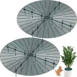 Blumentopfschutz,Tianher 2 Pcs Großes Schneidbare Blumentopfgitter mit Tiefen Pfählen,Blumentopf-Abdeckung,Schutz Gegen Katzen, zum Schutz von Kindern, Haustieren,52cm(dunkelgrün)