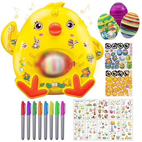 LOEPENLE Osterei Maschine,Ostereier Dekoration Set,Eier Bemalen Maschine Kinder,Bastelset Ostereier zum Bemalen Set,Malset für Ostereier,Eiermalmaschine mit Farben,Ostereier Eiermalmaschine Kit