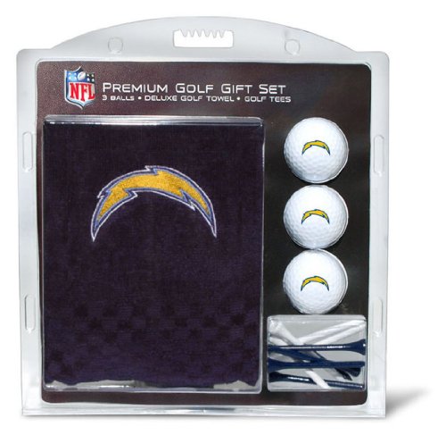 Team Golf NFL San Diego Chargers Geschenkset: Besticktes Golf-Handtuch, 3 Golfbälle und 14 Golf-Tees 2-3/4 Zoll Verordnung, dreifach gefaltetes Handtuch 40,6 x 55,9 cm & 100% Baumwolle