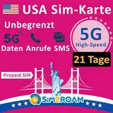 USA Prepaid-SIM-Karte | Unbegrenzte 5G/4G LTE Hochgeschwindigkeits Internetdaten in den USA (einschließlich Hawaii) | Unbegrenzte Anrufe und Textnachrichten (SMS) | Wieder auffüllbar! (21 Tage)