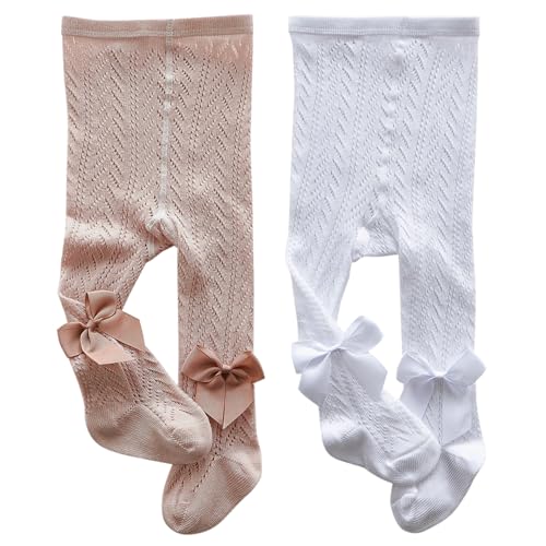 XPXGMT 2er Pack Hollowout Bow Baby Mädchen Strumpfhose Netz Baumwolle Kleinkind Mädchen Leggings 0-1 Jahre