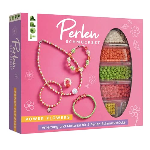 TOPP Perlen-Schmuckset - Power Flowers. Anleitung und Material für fünf Schmuckstücke in angesagten Farben, Weiß