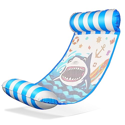 Balinco Wasserhängematte, Wassermatratze, Wassermatte, Schwimmbett, Luftmatratze mit Armlehnen, schwimmende Liegematte, Relaxliege, Wasserspielzeug Kinder & Erwachsense (Hai Blau)