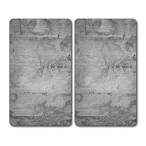 Kesper | Multi-Glasschneideplatte 2er Pack, Material: Glas, Maße: 52 x 30 x 0.5 cm, Motiv: Beton, Farbe: Grau | 36540 13