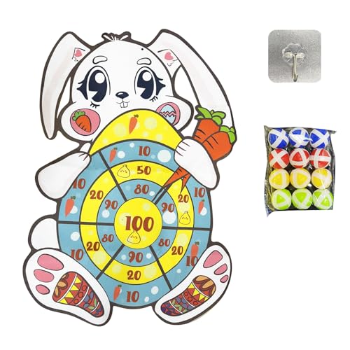 YKHSUAOU Ostern Thema Dart Board, Dartscheibe für Kinder, Klett Dartscheibe Kinder, Montessori Spielzeug, mit 12 klebrigen Bällen für Ostern Spielzeug Deko, Ostern Geschenke für ab 3-9 Jahre Kinder