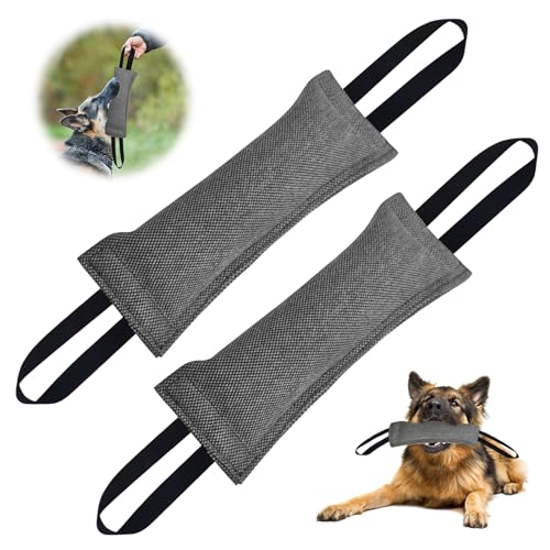 Beisswurst Für Hunde, 2 Stück 30cm Jute Beisswurst, Beißwurst Hunde Mit 2 Griff, Sehr Robustes Hunde Beisswurst, Hunde Training Zubehör, Zerrspielzeug Hund Zum K9 Training Zerrspielzeug (Grau)