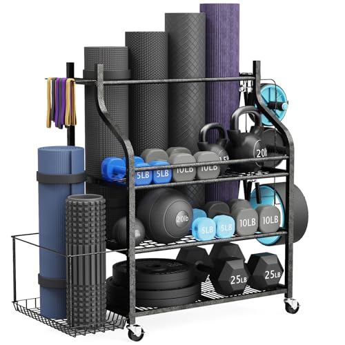 Hantelständer, Hantelablage, Krafttraining,Kurzhantelständer Belastbarkeit 204 KG, Einstellbar hantelscheibenständer, sowohl für Kurzhanteln & Kettlebells geeignet,Yogamatten