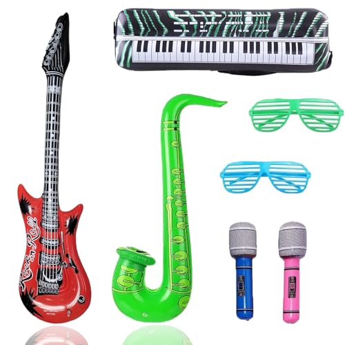 7 Stück Fotobox Accessoires, Luftgitarren zum Aufblasen, Aufblasbare Gitarre, Luftgitarre, Fotobox Accessoires Hochzeit, Fotoshooting Accessoires, Fotobox Requisiten, Fotobox Accessoires Geburtstag