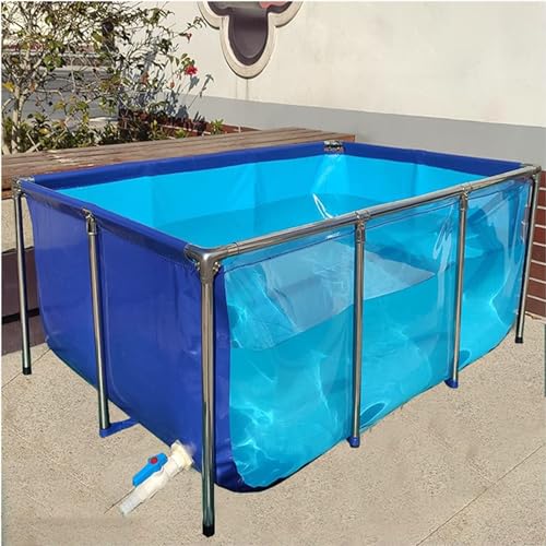 Transparenter Aquarienteich mit Ablassventil – 50 x 40 x 30 cm PVC-Leinwand, Stahlrahmen, klares Sichtfenster für Fischtanks, Kois und Goldfische – ideal für Wassergärten im Freien